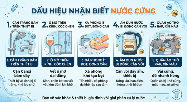 dấu hiệu nhận biết nước cứng